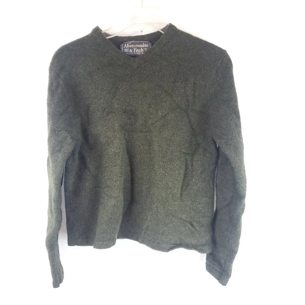 Abercrombie & Fitch Reliable Outdoor Goods Mens Green Knit Lambswool Sweater M